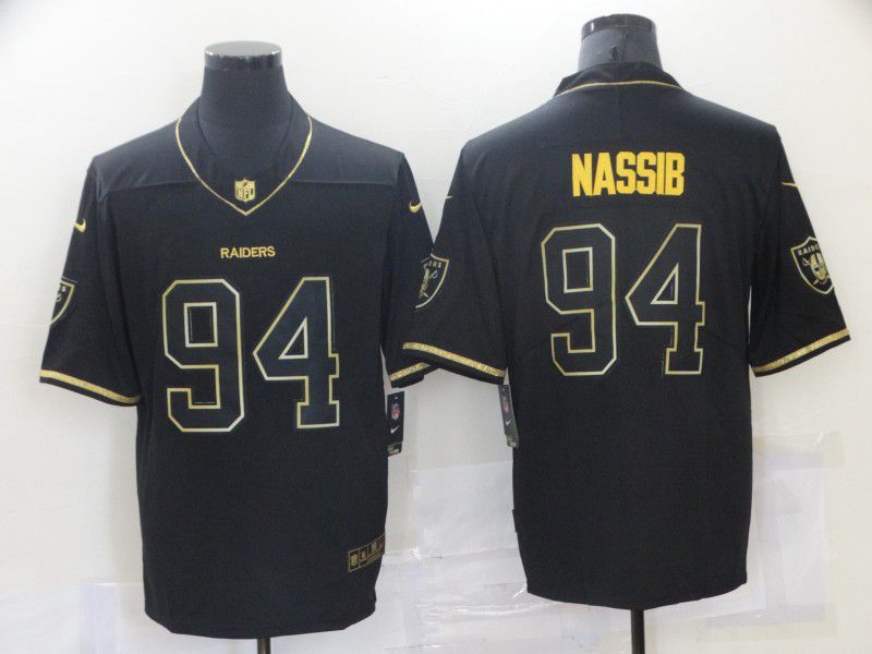 Men Oakland Raiders #94 Nassib Black Retro Gold Lettering 2021 Nike NFL Jersey->san francisco 49ers->NFL Jersey